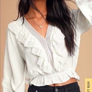 Lulus ballon sleeve ivory top